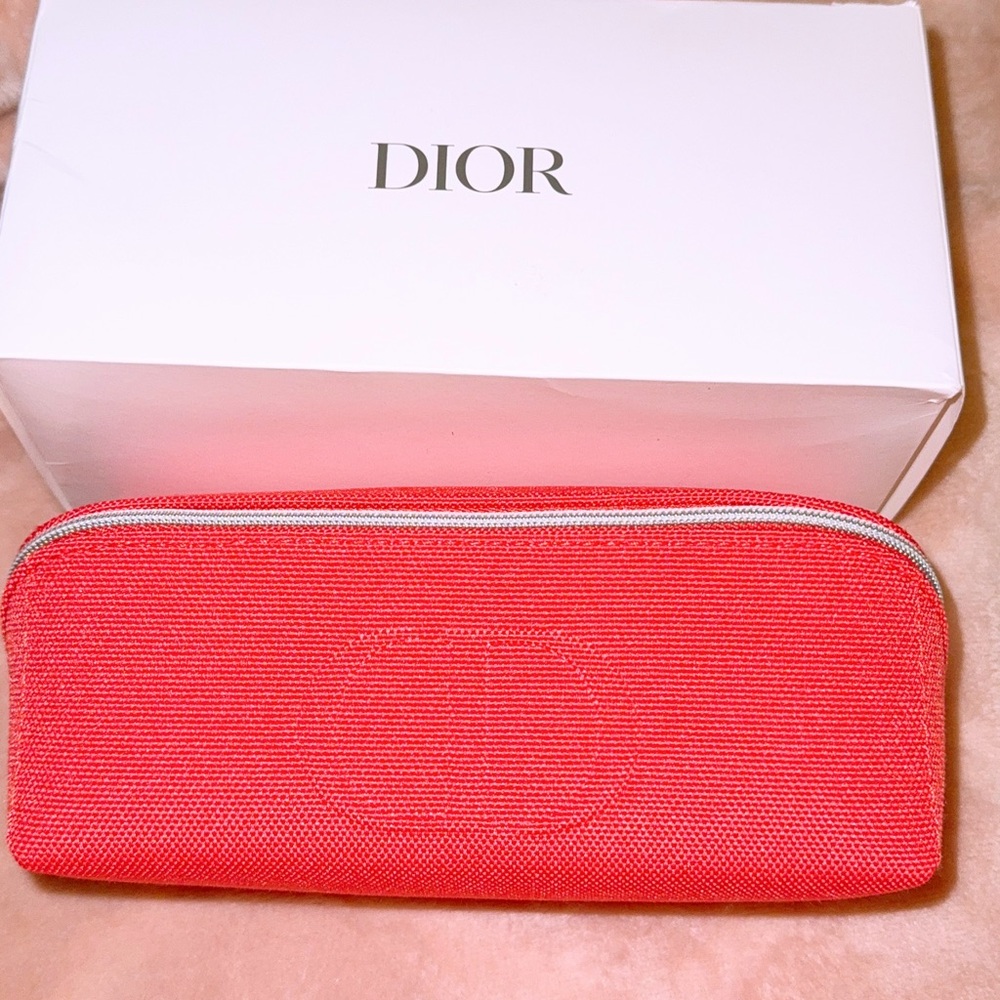 Dior Beauty Red Cosmetic Toiletry Pouch with box